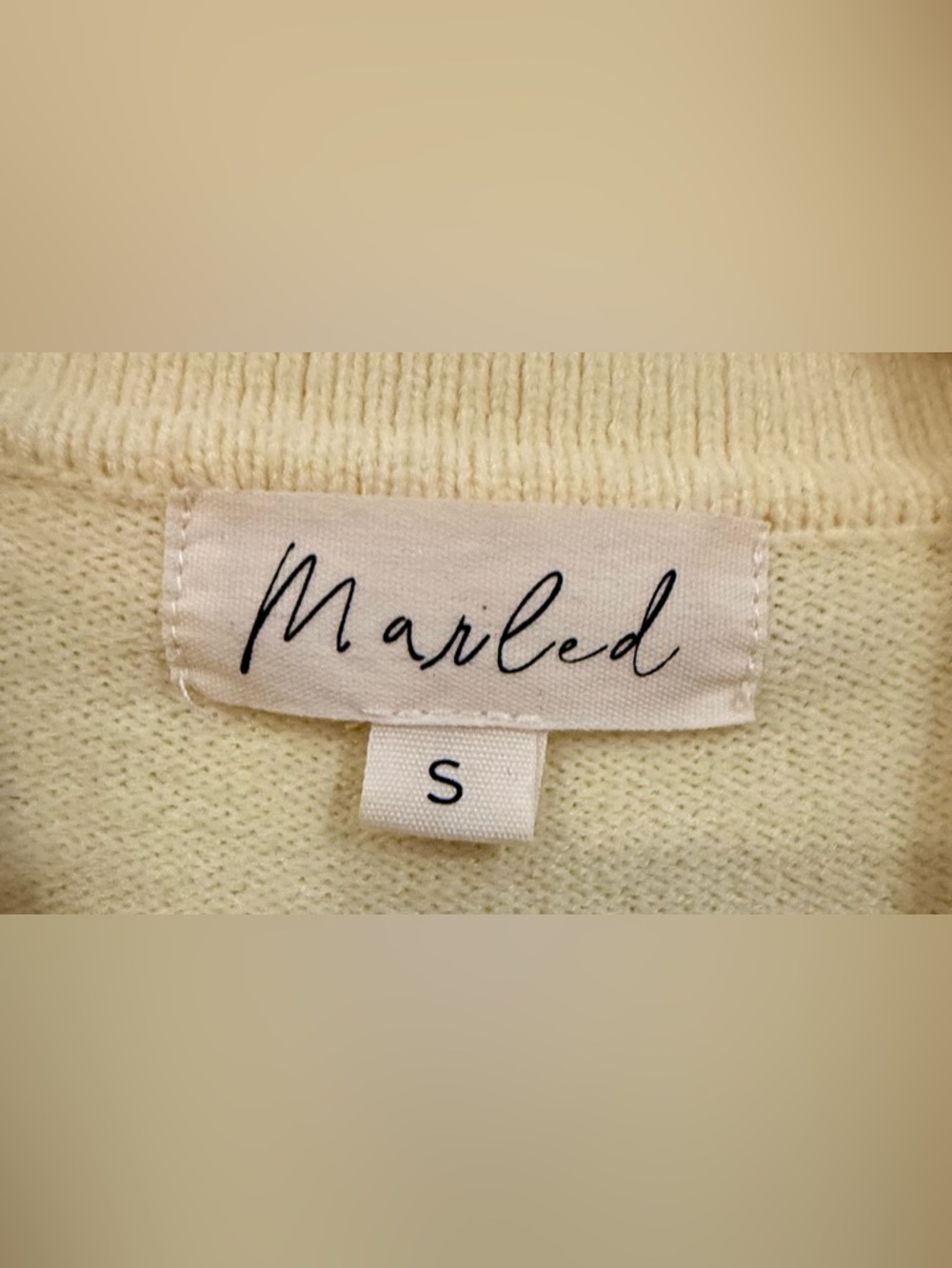 Marled Pale Yellow Knit Polo Short Sleeved Top, Small - Picture 3 of 6